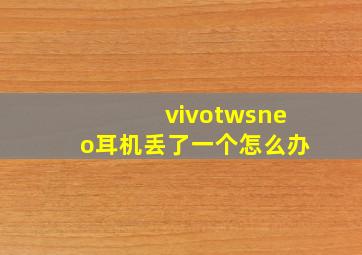 vivotwsneo耳机丢了一个怎么办