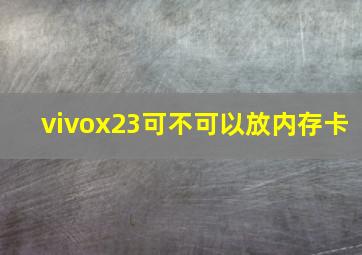 vivox23可不可以放内存卡