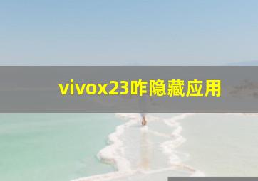 vivox23咋隐藏应用