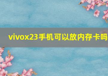 vivox23手机可以放内存卡吗