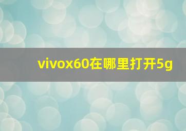 vivox60在哪里打开5g