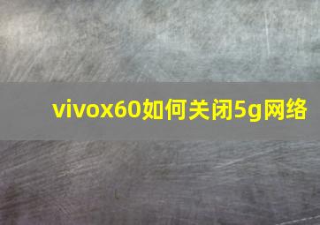 vivox60如何关闭5g网络