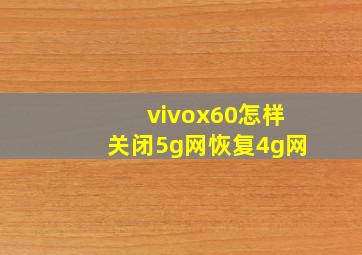 vivox60怎样关闭5g网恢复4g网