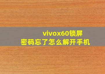 vivox60锁屏密码忘了怎么解开手机