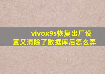 vivox9s恢复出厂设置又清除了数据库后怎么弄