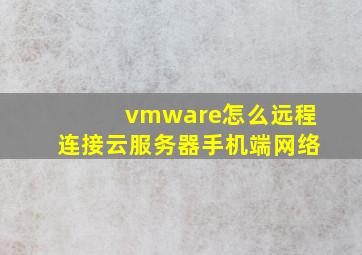 vmware怎么远程连接云服务器手机端网络