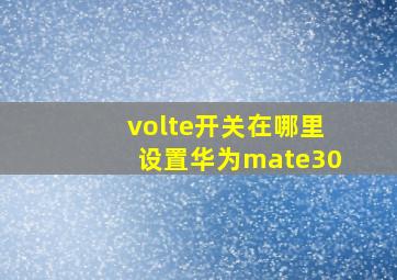 volte开关在哪里设置华为mate30