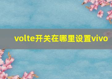 volte开关在哪里设置vivo