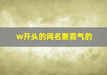 w开头的网名要霸气的