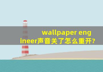 wallpaper engineer声音关了怎么重开?