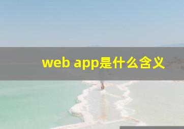 web app是什么含义