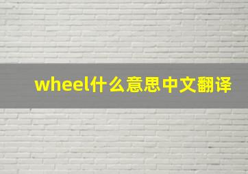 wheel什么意思中文翻译