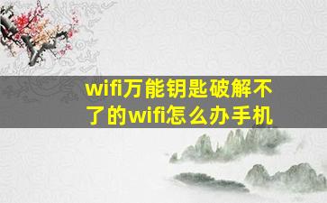 wifi万能钥匙破解不了的wifi怎么办手机