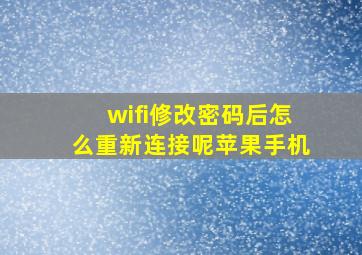 wifi修改密码后怎么重新连接呢苹果手机