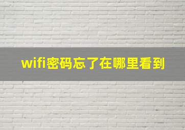 wifi密码忘了在哪里看到