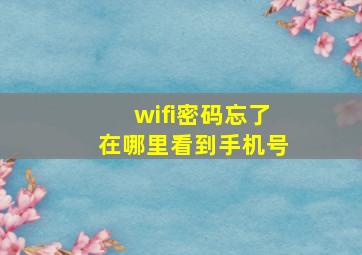 wifi密码忘了在哪里看到手机号