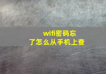 wifi密码忘了怎么从手机上查