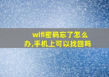 wifi密码忘了怎么办,手机上可以找回吗