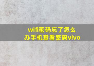 wifi密码忘了怎么办手机查看密码vivo