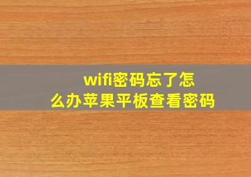 wifi密码忘了怎么办苹果平板查看密码