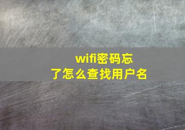 wifi密码忘了怎么查找用户名