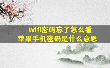 wifi密码忘了怎么看苹果手机密码是什么意思