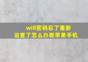 wifi密码忘了重新设置了怎么办呢苹果手机