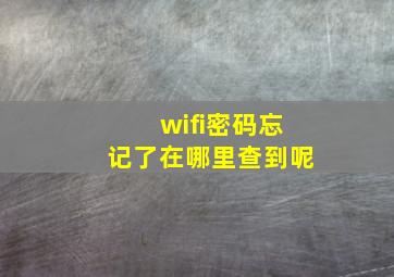 wifi密码忘记了在哪里查到呢