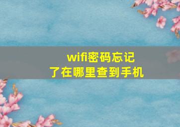 wifi密码忘记了在哪里查到手机