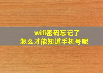 wifi密码忘记了怎么才能知道手机号呢