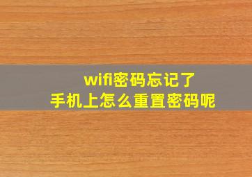 wifi密码忘记了手机上怎么重置密码呢