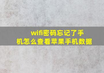 wifi密码忘记了手机怎么查看苹果手机数据