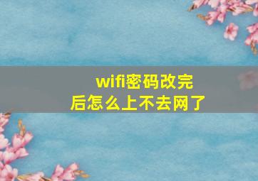 wifi密码改完后怎么上不去网了