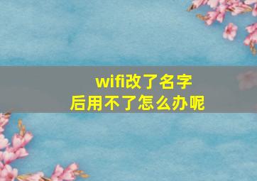 wifi改了名字后用不了怎么办呢