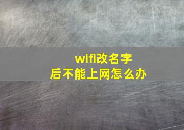 wifi改名字后不能上网怎么办