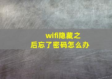 wifi隐藏之后忘了密码怎么办