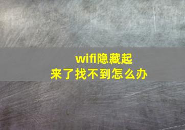 wifi隐藏起来了找不到怎么办