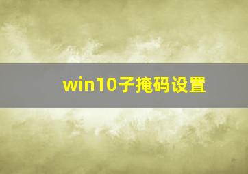 win10子掩码设置