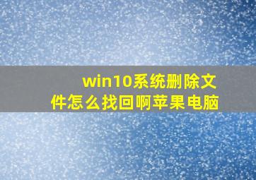 win10系统删除文件怎么找回啊苹果电脑