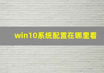 win10系统配置在哪里看