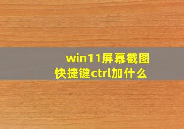 win11屏幕截图快捷键ctrl加什么