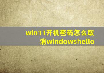 win11开机密码怎么取消windowshello