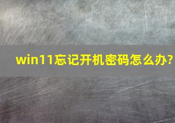 win11忘记开机密码怎么办?