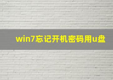 win7忘记开机密码用u盘