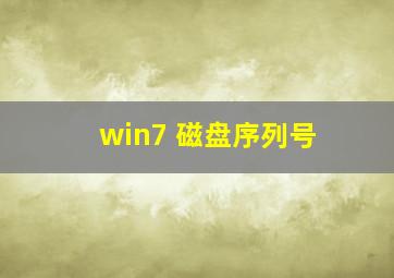 win7 磁盘序列号