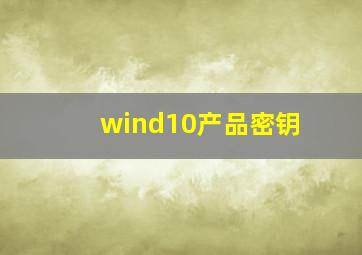 wind10产品密钥