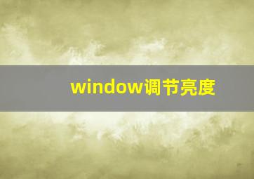 window调节亮度