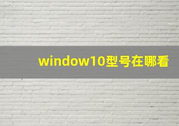 window10型号在哪看