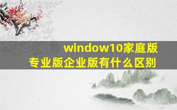 window10家庭版专业版企业版有什么区别