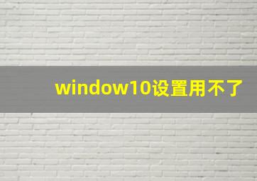 window10设置用不了